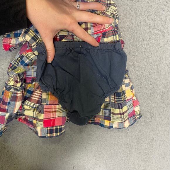Vintage Old Navy baby girls 6-12 month madras plaid collared dress diaper cover - Picture 4 of 5